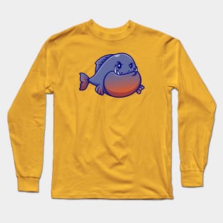 Cute Piranha Fish Cartoon Long Sleeve T-Shirt